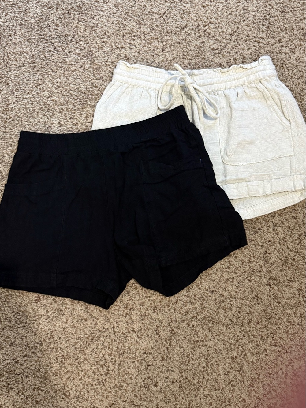 Women’s Casual Drawstring Shorts - Black and Cream, super soft!